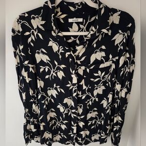 Ganni Maxwell Black and Cream Floral Blouse